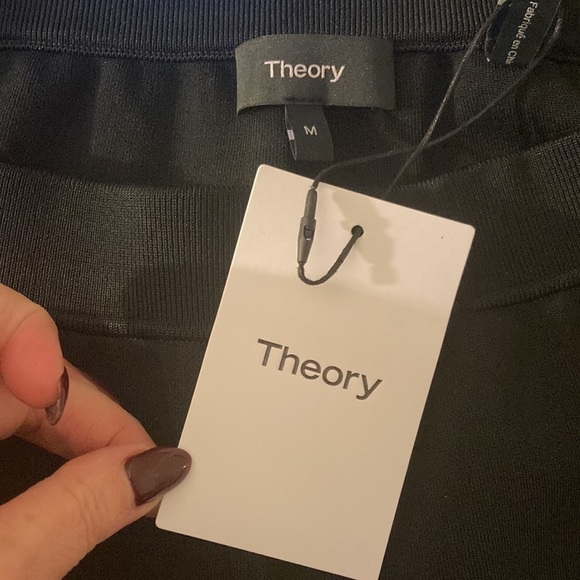 Theory NWT Treeca Pull-On Glossed Black Trousers Stretch Ponte Pants Size M - Picture 4 of 10